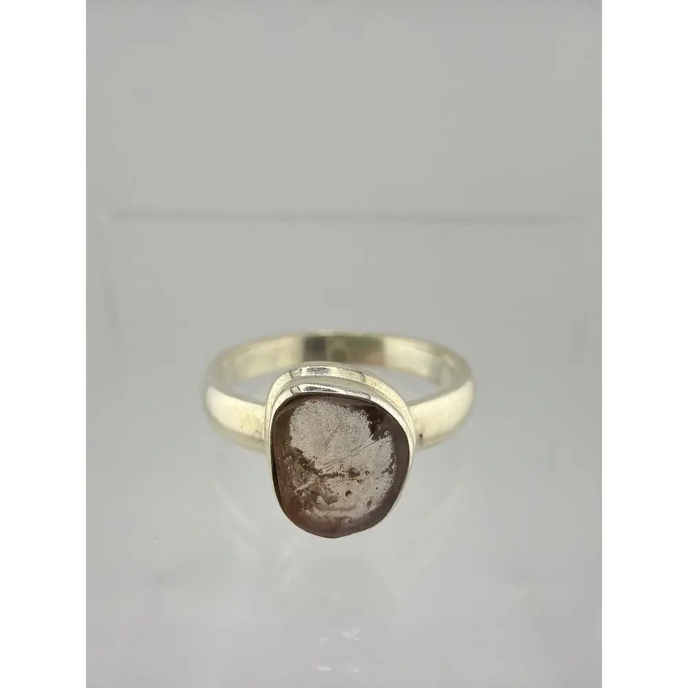 925 Sterling Silver Irregular Rose Cut Tourmaline Ring Size 9